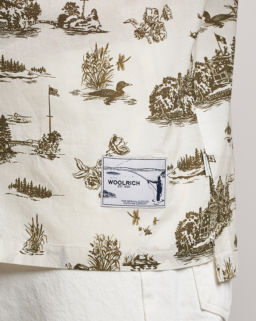 Herren | Hemden | Woolrich | Zavikon Printed Short Sleeve Resort Shirt Milky Cream