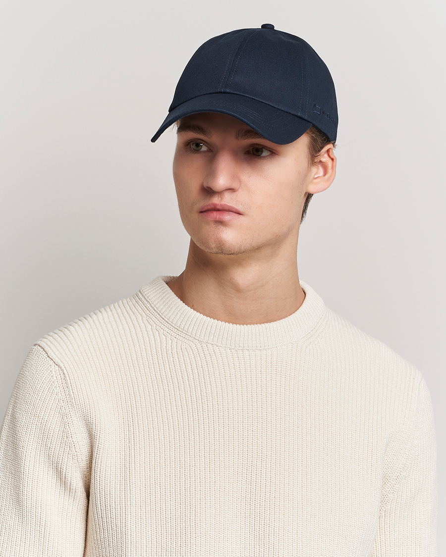 Herren | Woolrich Logo Baseball Cap Melton Blue | Woolrich | Logo Baseball Cap Melton Blue
