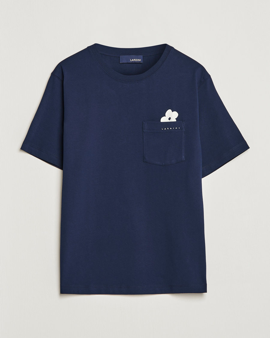 Herren | T-Shirts | Lardini | Fiore Tasca Printet Logo T-Shirt Navy