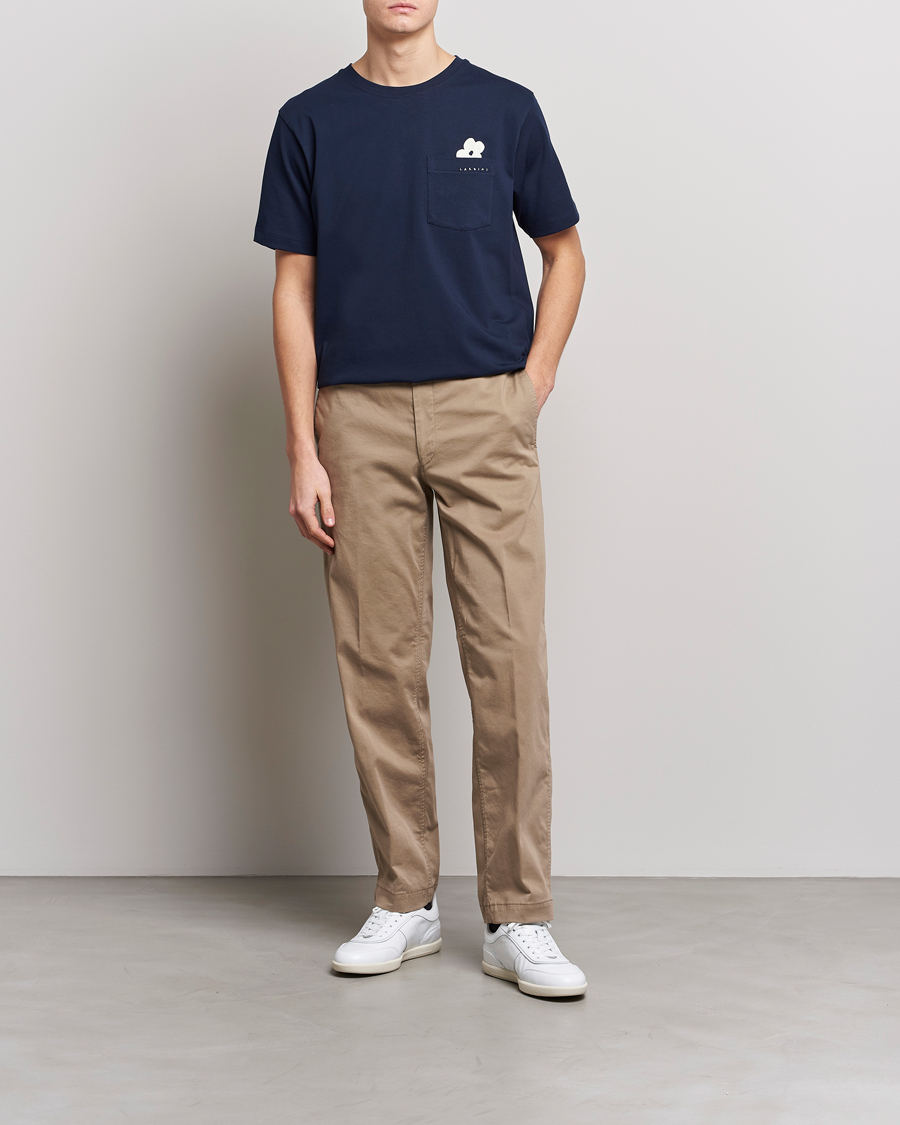 Herren | T-Shirts | Lardini | Fiore Tasca Printet Logo T-Shirt Navy