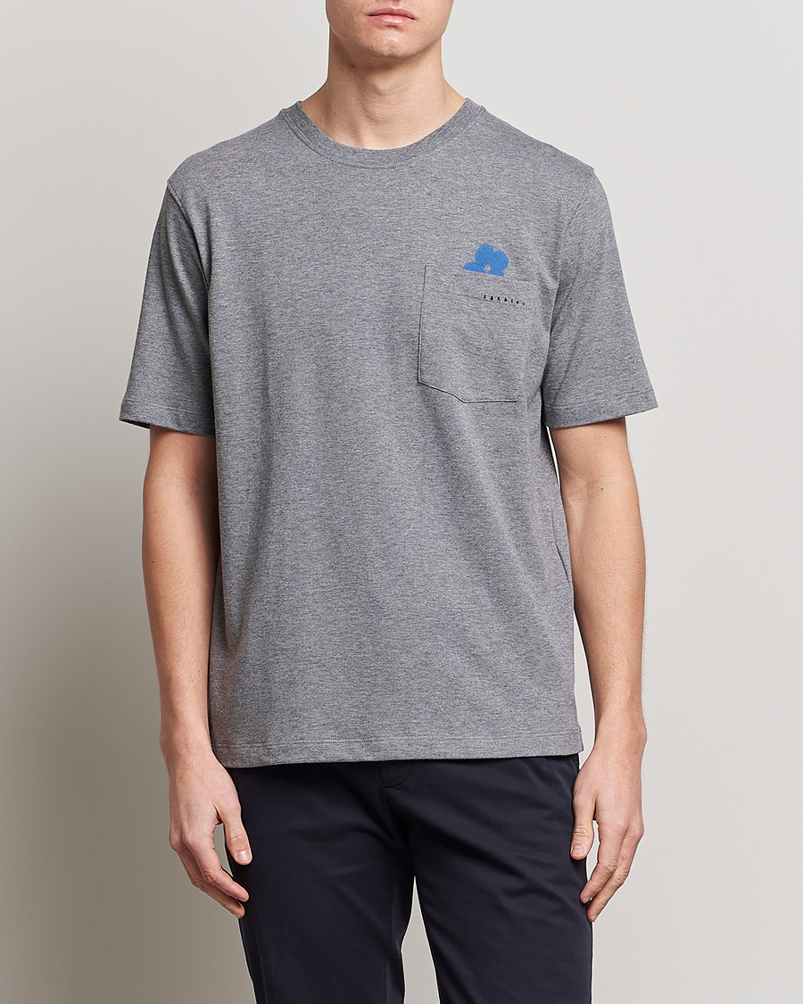 Herren | T-Shirts | Lardini | Fiore Tasca Printet Logo T-Shirt Grey