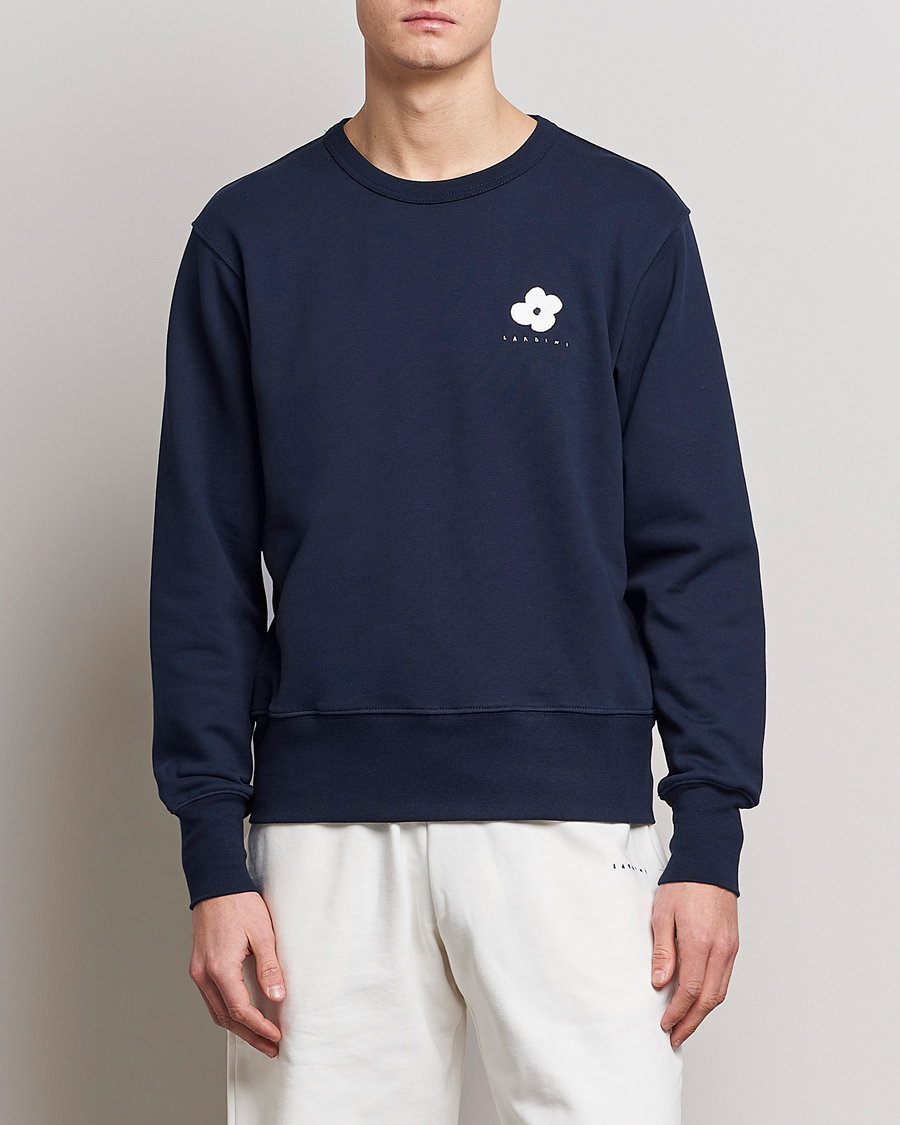 Herren | Pullover | Lardini | Cotton Embroidery Logo Sweatshirt Navy