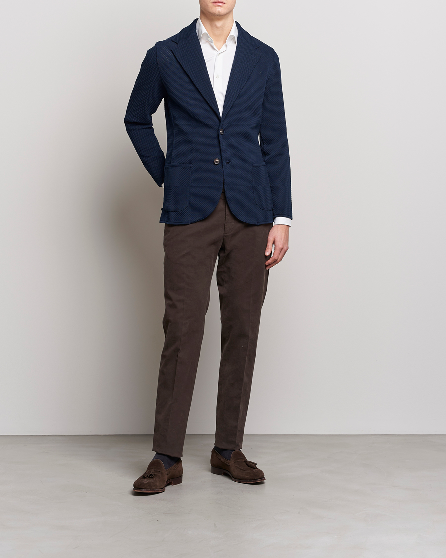 Herren | Sakkos | Lardini | Knitted Structure Cotton Blazer Navy