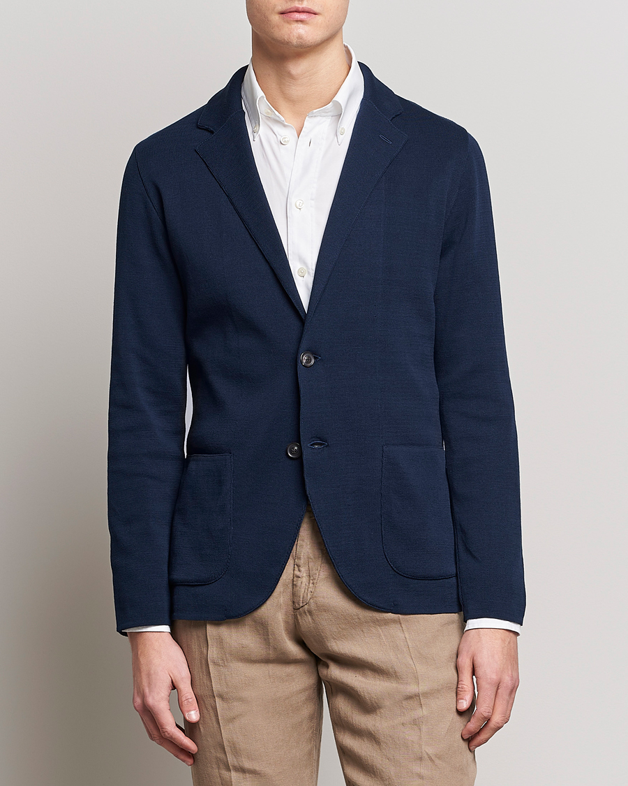 Herren | Sakkos | Lardini | Knitted Cotton Blazer Navy