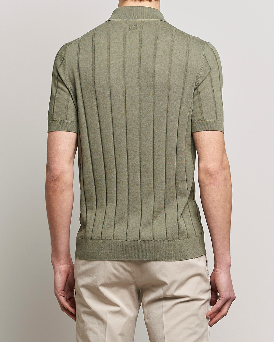 Herren | Hemden | Lardini | Short Sleeve Knitted Cotton Crèpe Shirt Olive