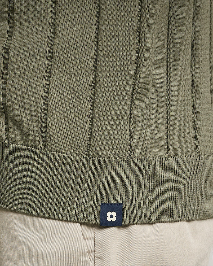 Herren | Hemden | Lardini | Short Sleeve Knitted Cotton Crèpe Shirt Olive