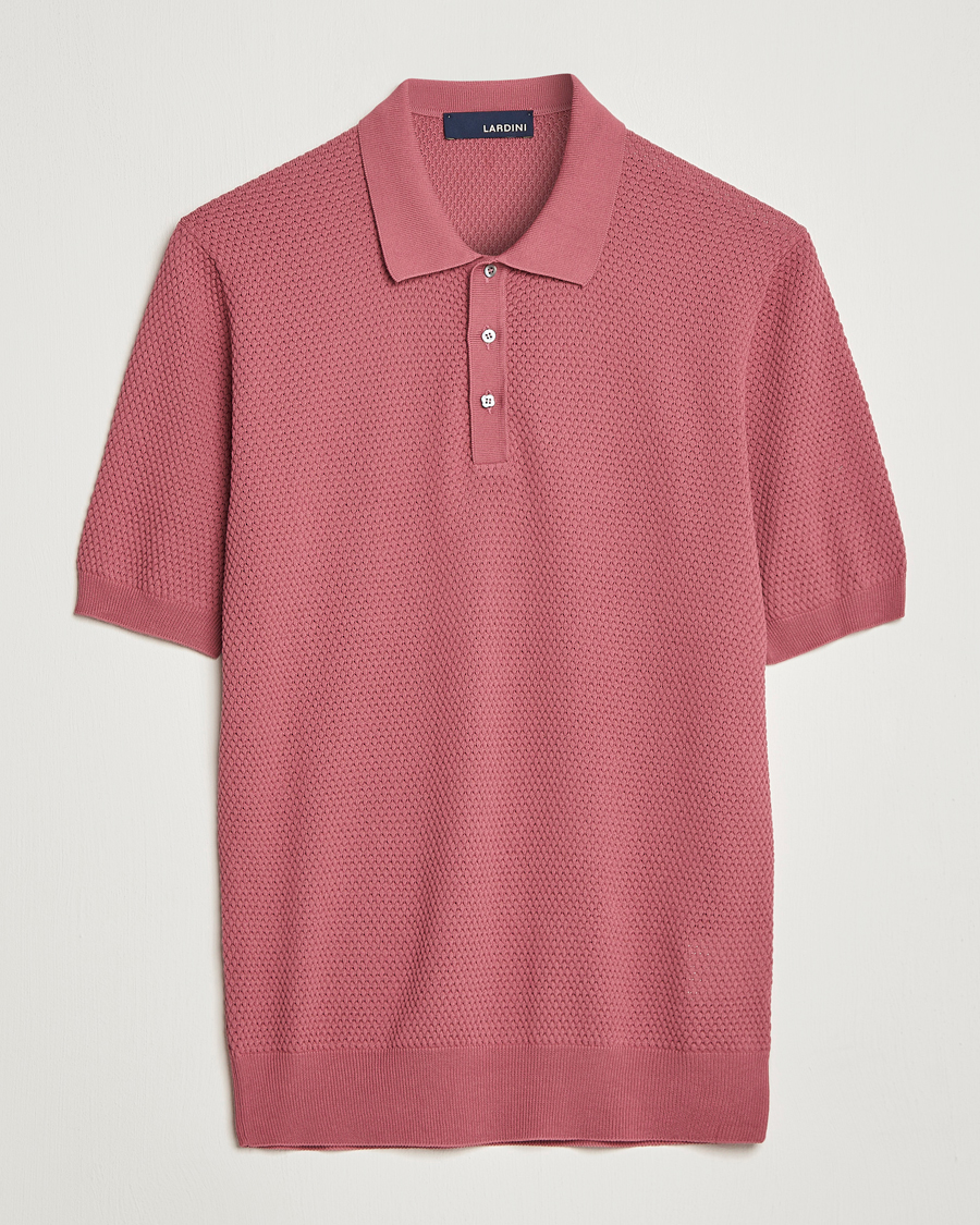 Herren | Poloshirts | Lardini | Short Sleeve Knitted Structure Cotton Polo Soft Pink