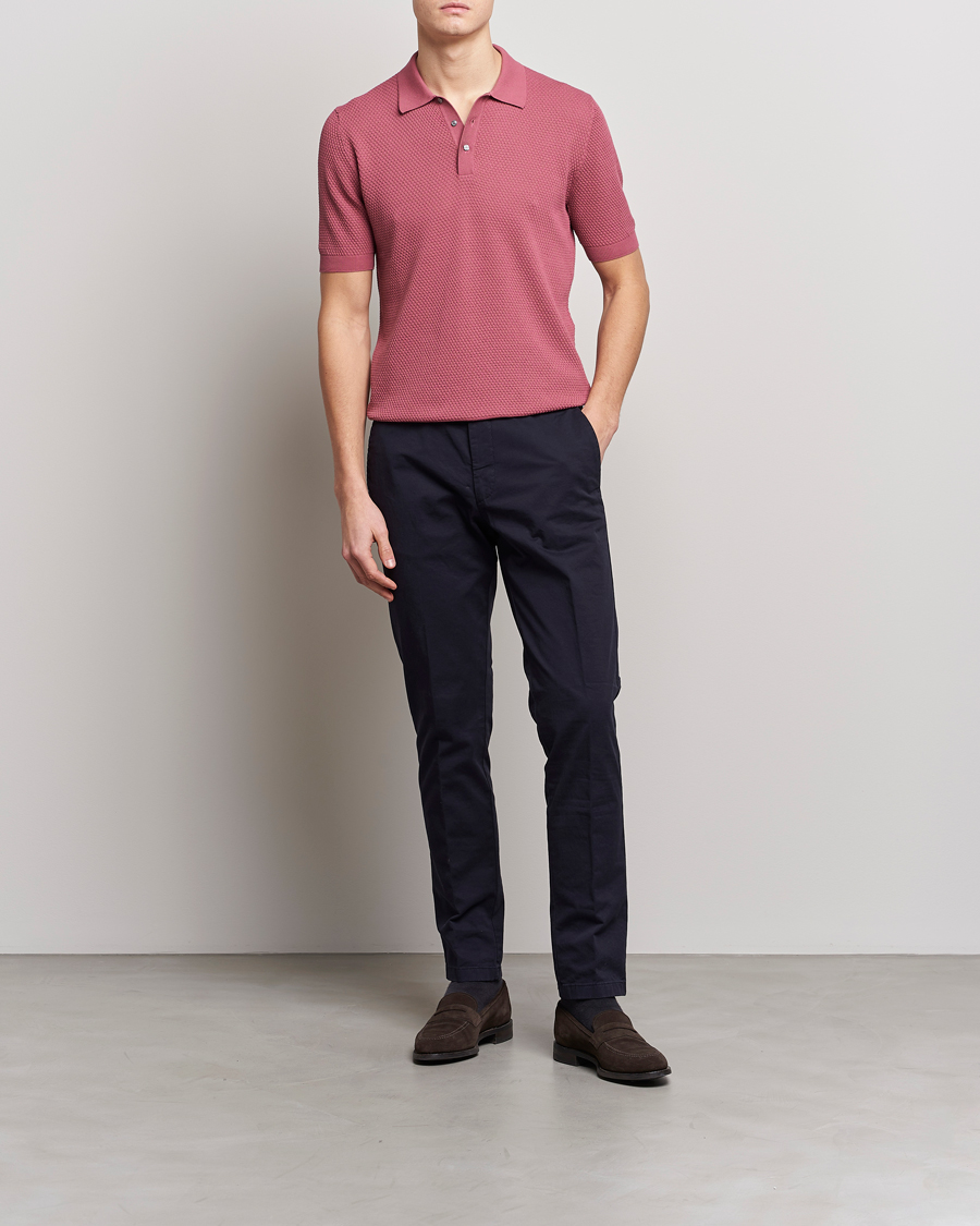 Herren | Poloshirts | Lardini | Short Sleeve Knitted Structure Cotton Polo Soft Pink