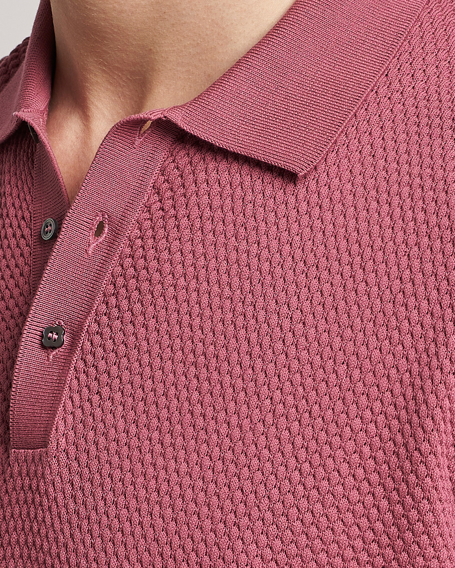 Herren | Poloshirts | Lardini | Short Sleeve Knitted Structure Cotton Polo Soft Pink