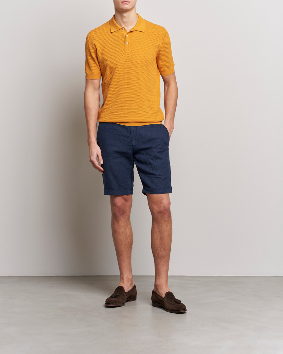 Herren | Poloshirts | Lardini | Short Sleeve Knitted Structure Cotton Polo Orange