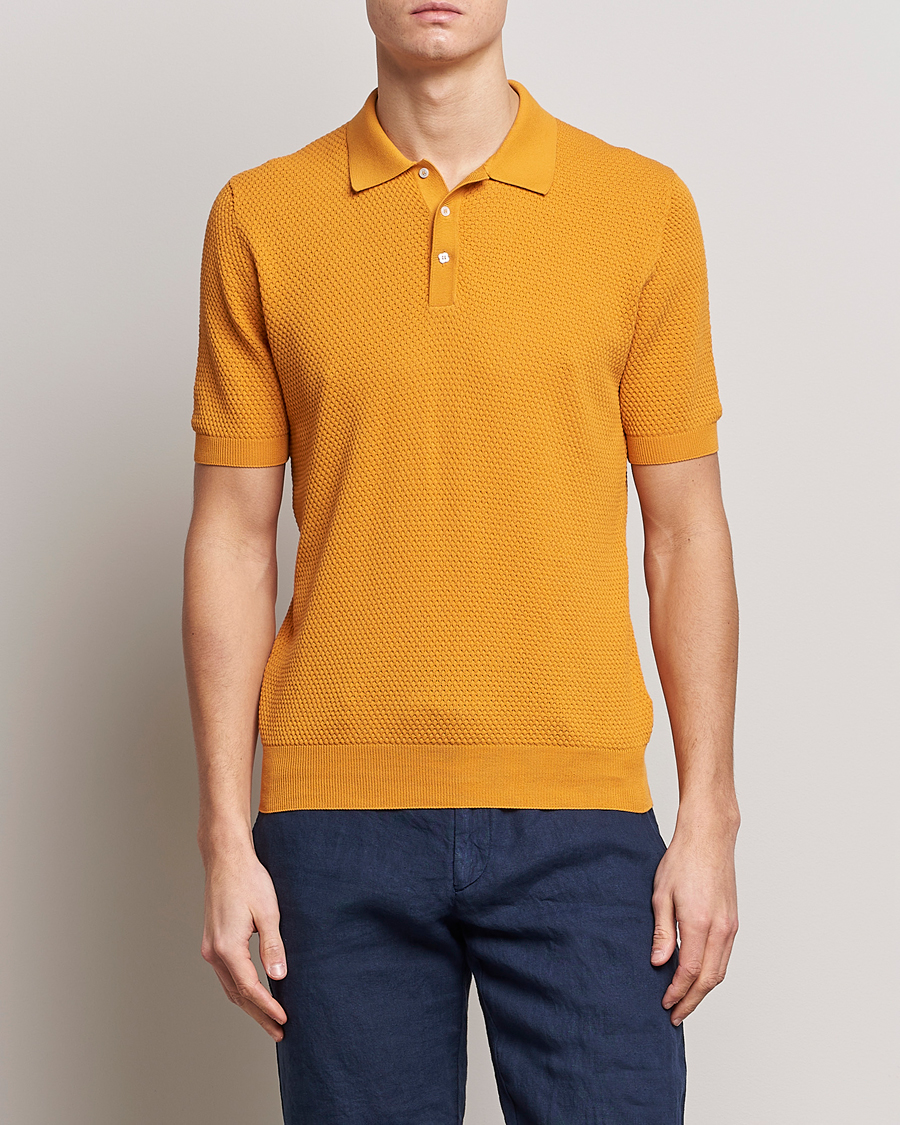 Herren | Poloshirts | Lardini | Short Sleeve Knitted Structure Cotton Polo Orange