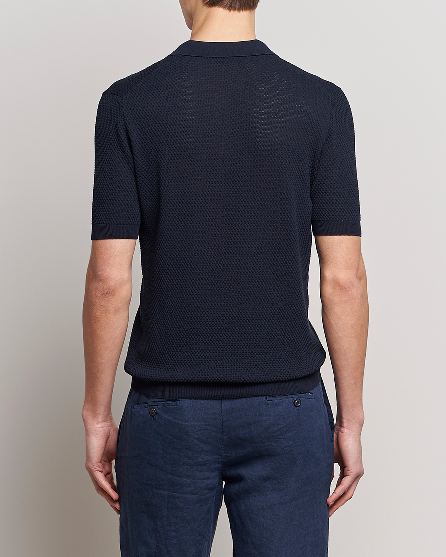 Herren | Poloshirts | Lardini | Short Sleeve Knitted Structure Cotton Polo Navy