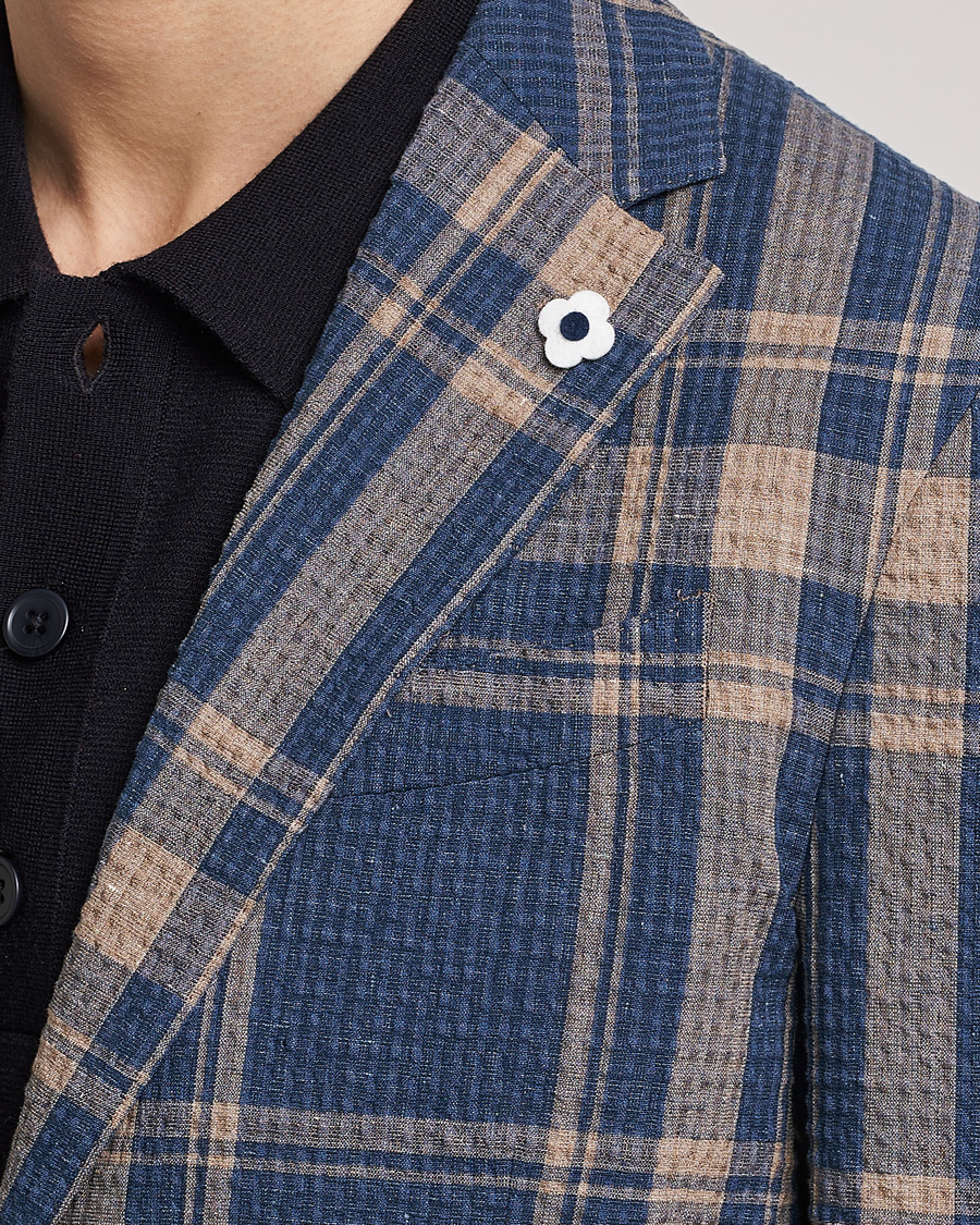 Herren | Sakkos | Lardini | Cotton/Linen Melange Seersucker Blazer Navy