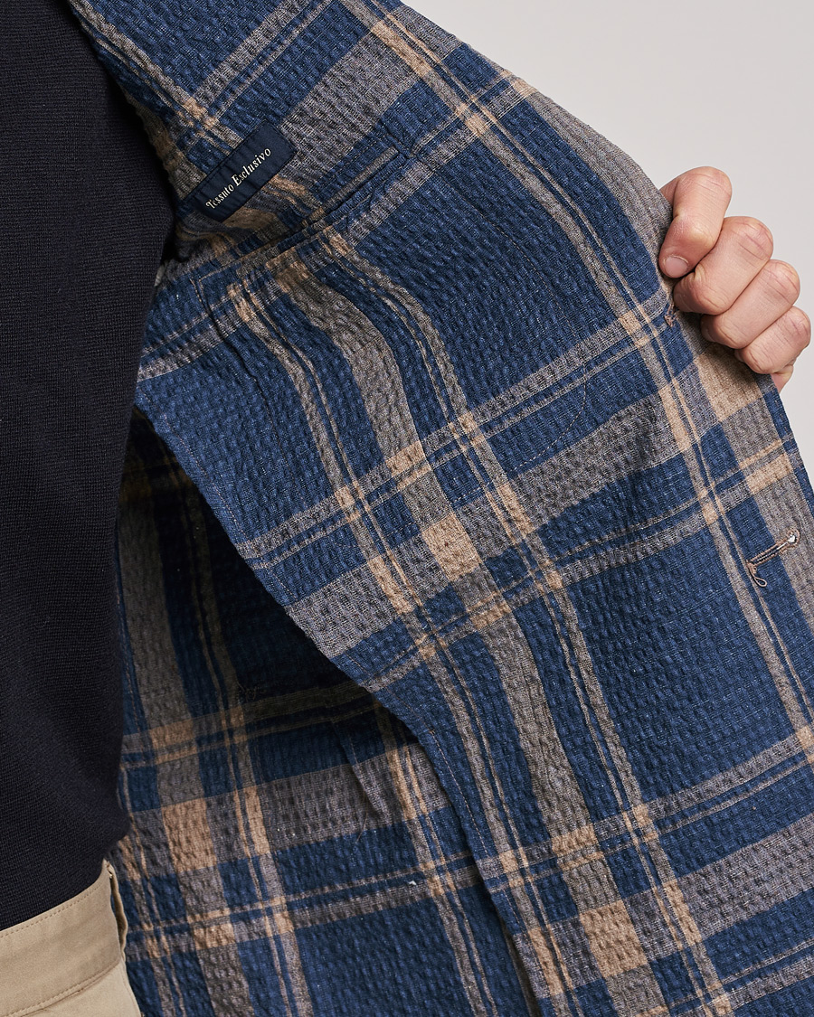 Herren | Sakkos | Lardini | Cotton/Linen Melange Seersucker Blazer Navy