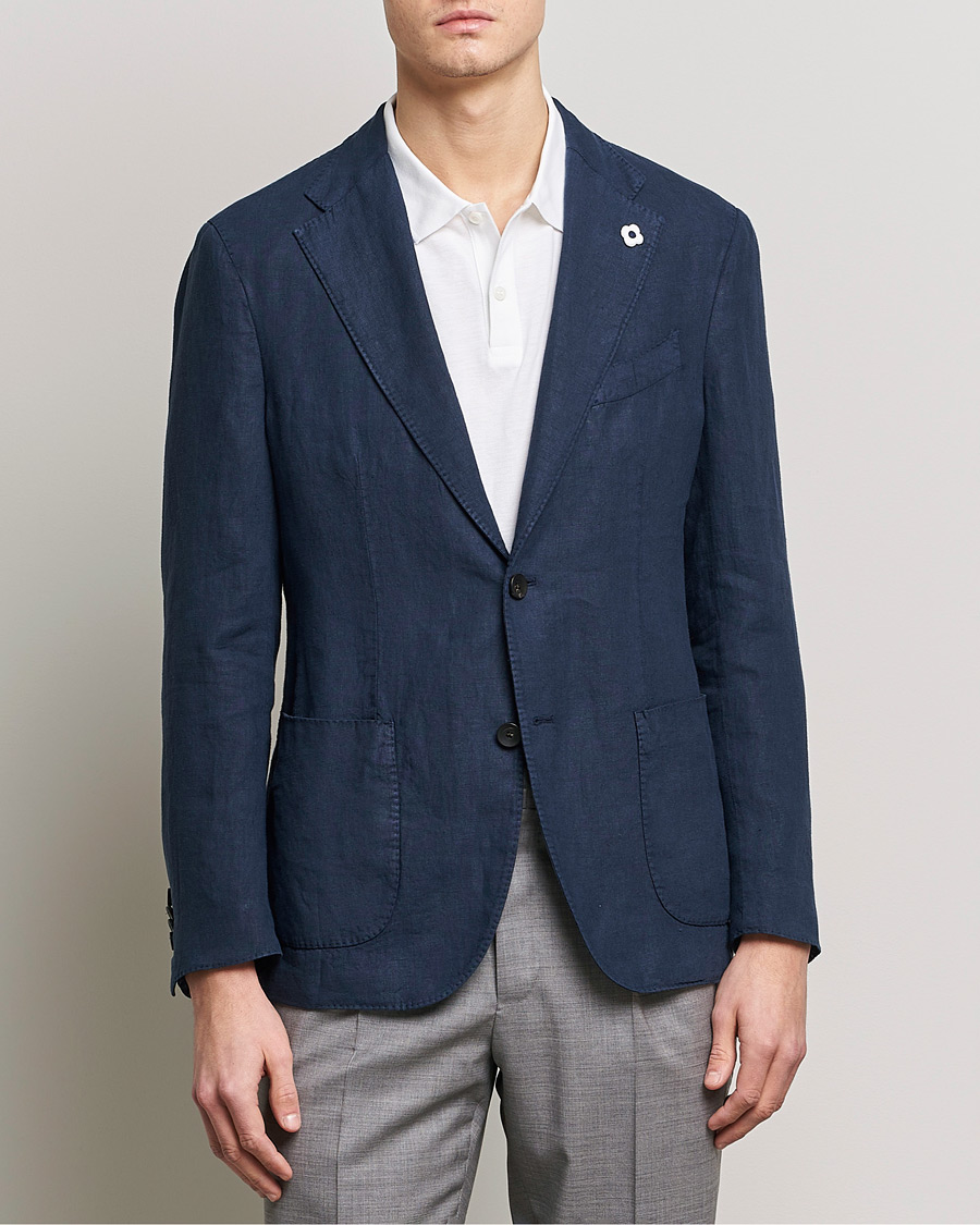 Herren | Sakkos | Lardini | Patch Pocket Linen Blazer Navy