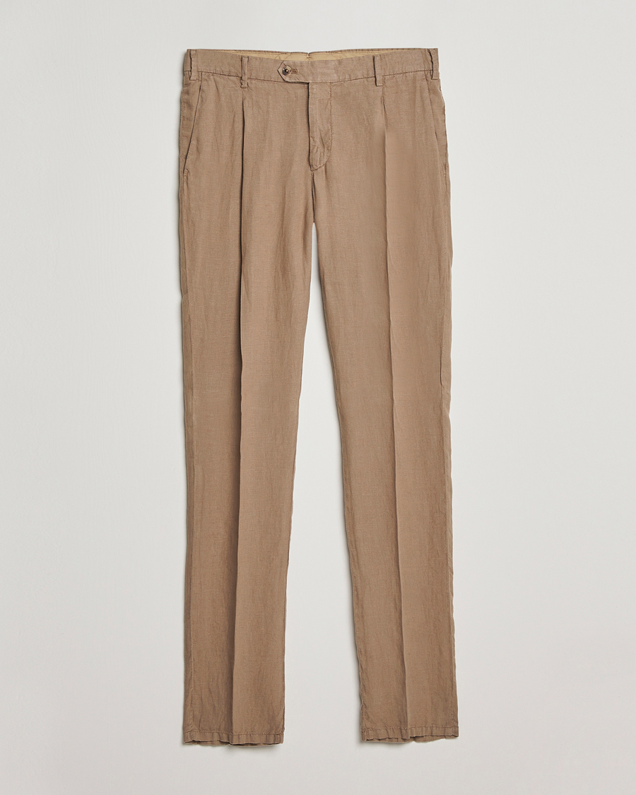 Herren | Hosen | Lardini | Pleated Linen Trousers Beige