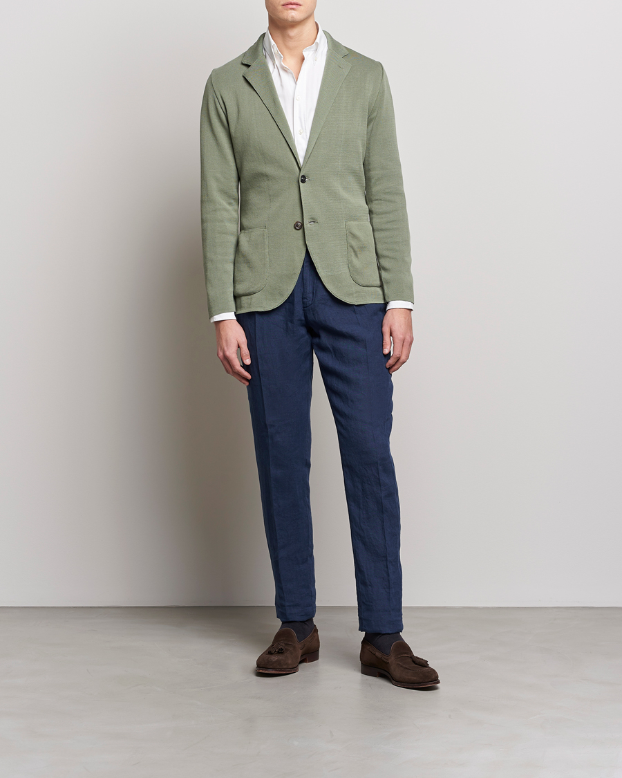 Herren | Hosen | Lardini | Pleated Linen Trousers Navy