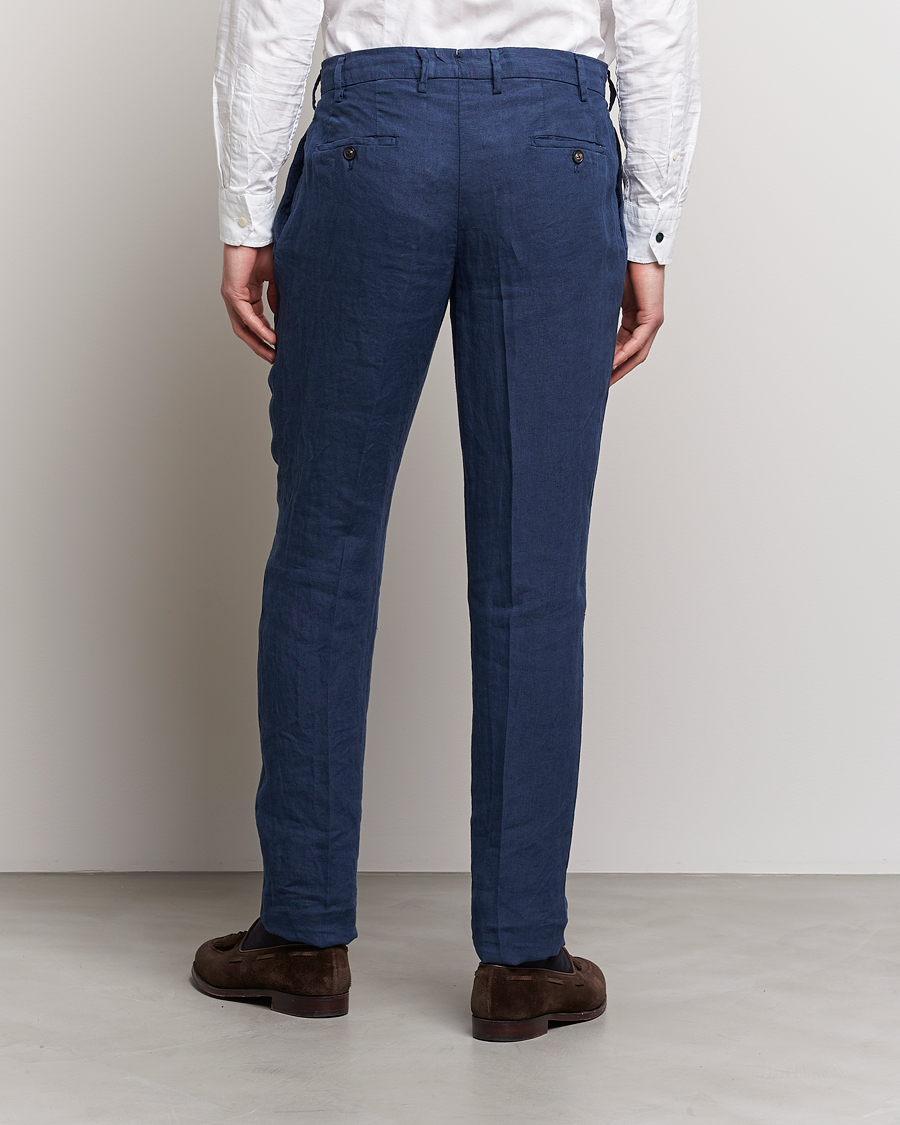 Herren | Hosen | Lardini | Pleated Linen Trousers Navy