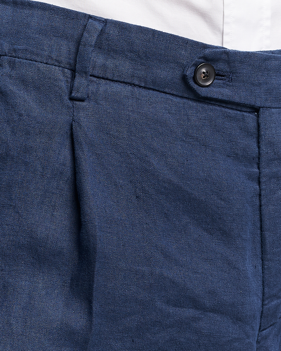 Herren | Hosen | Lardini | Pleated Linen Trousers Navy