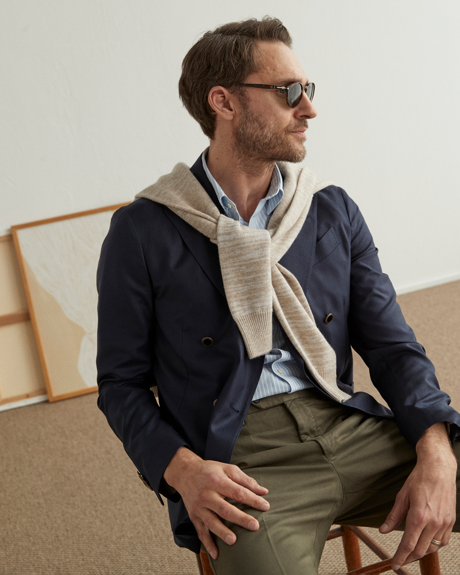 Herren | Sakkos | Lardini | Soft Double Breasted Cashmere/Silk Blazer Navy
