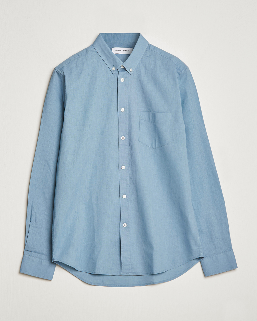 Herren | Hemden | Samsøe Samsøe | Samsøe & Samsøe Liam Linen Cotton Shirt Ashley Blue