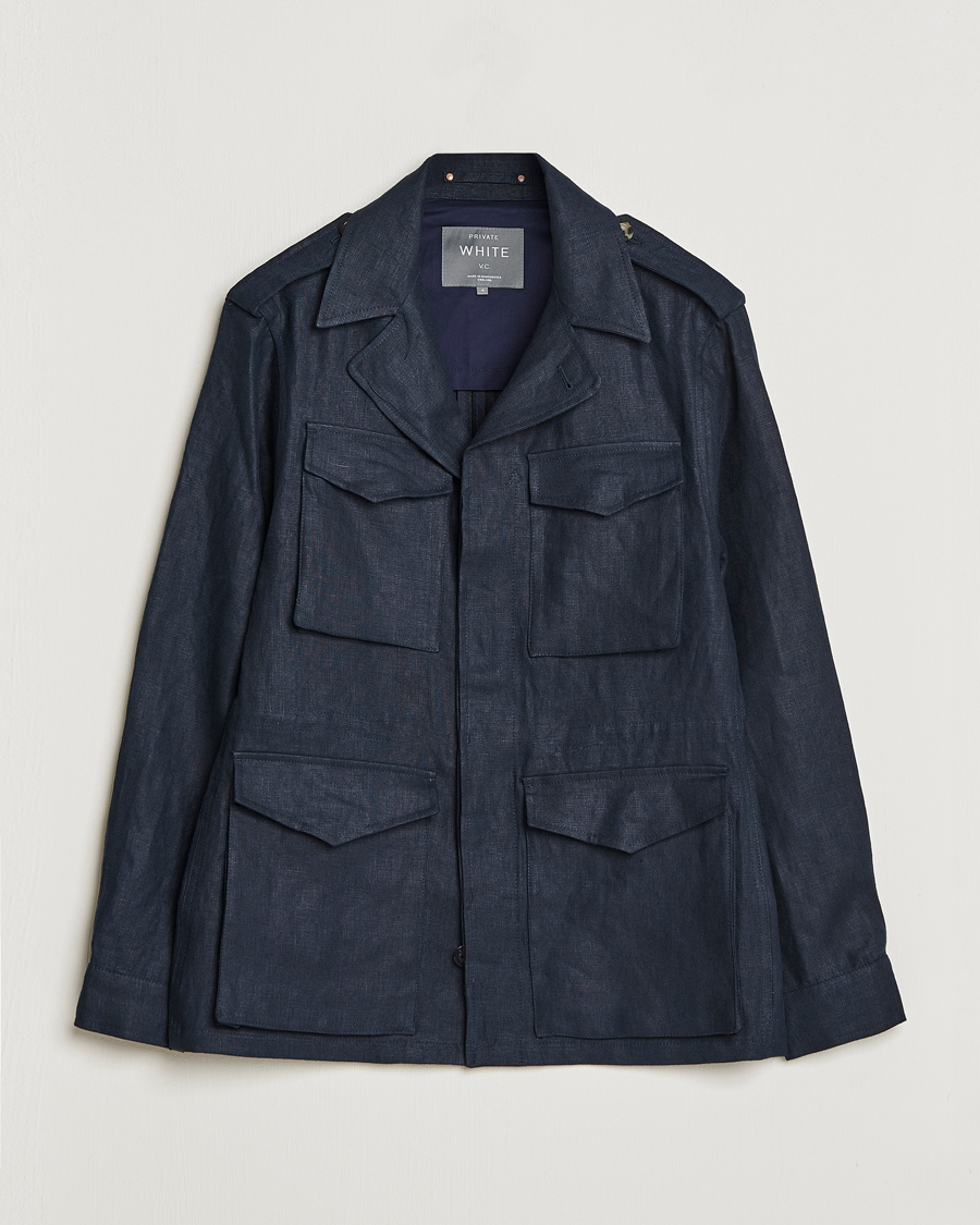 Herren | Jacken | Private White V.C. | Linen Field Jacket Navy