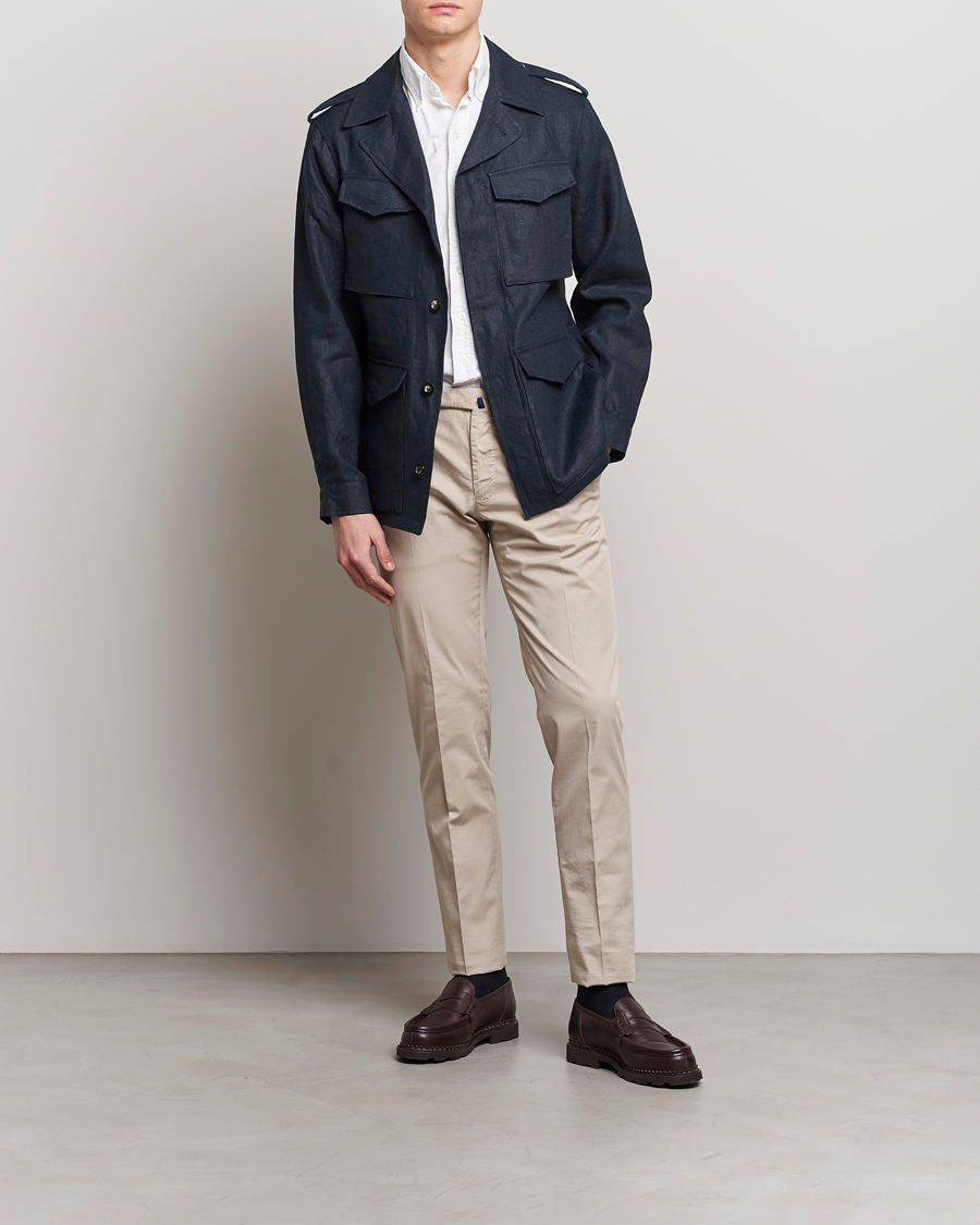 Herren | Jacken | Private White V.C. | Linen Field Jacket Navy