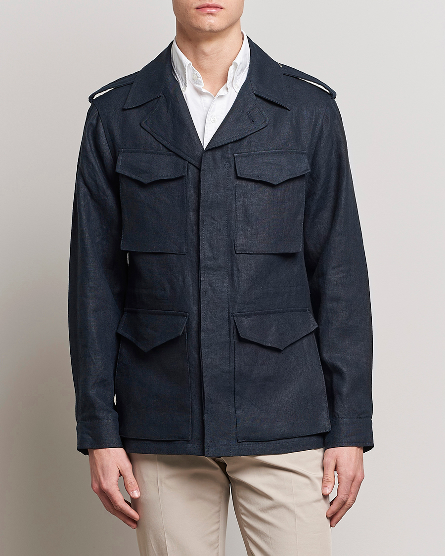 Herren | Jacken | Private White V.C. | Linen Field Jacket Navy
