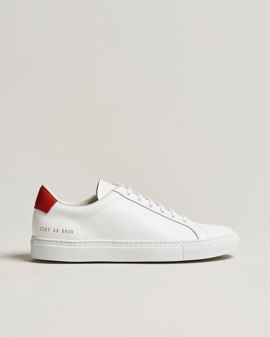 Herren | Common Projects Retro Low Suede Sneaker White/Red | Common Projects | Retro Low Suede Sneaker White/Red