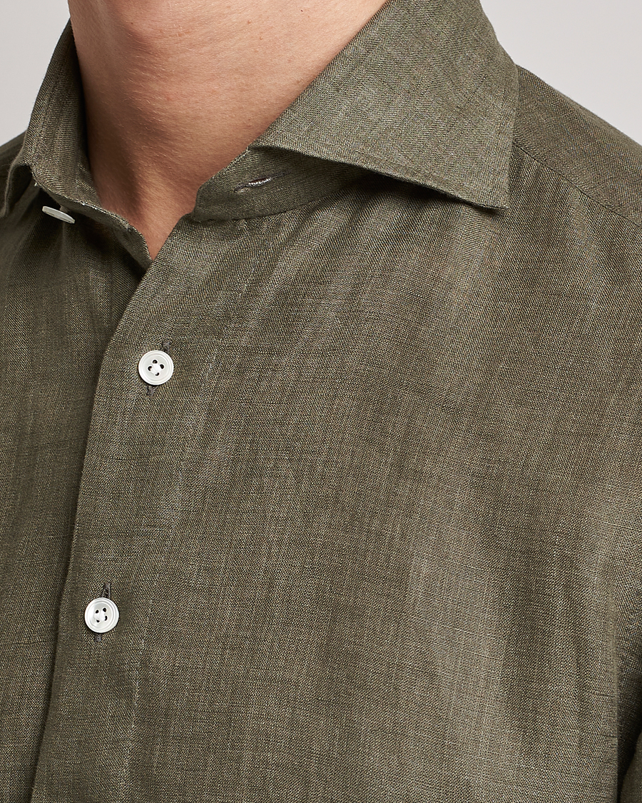 Herren | Hemden | 100Hands | Signature Linen Cut Away Shirt Green