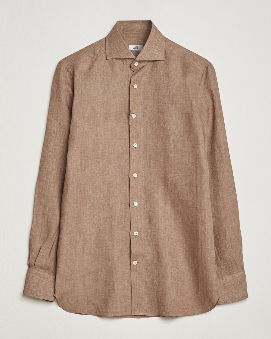 Herren | Hemden | 100Hands | Signature Linen Cut Away Shirt Taupe