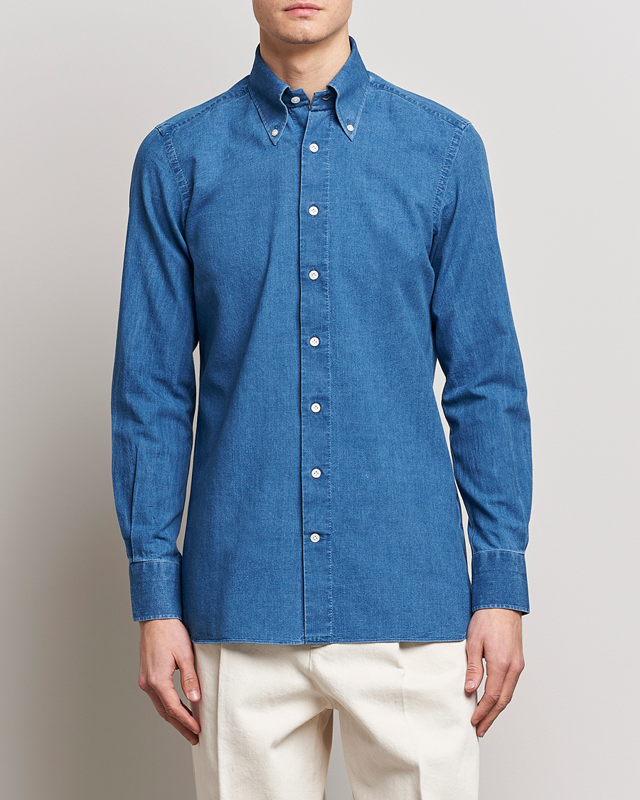 Herren | Hemden | 100Hands | Japanese Denim Bata Wash Shirt Blue