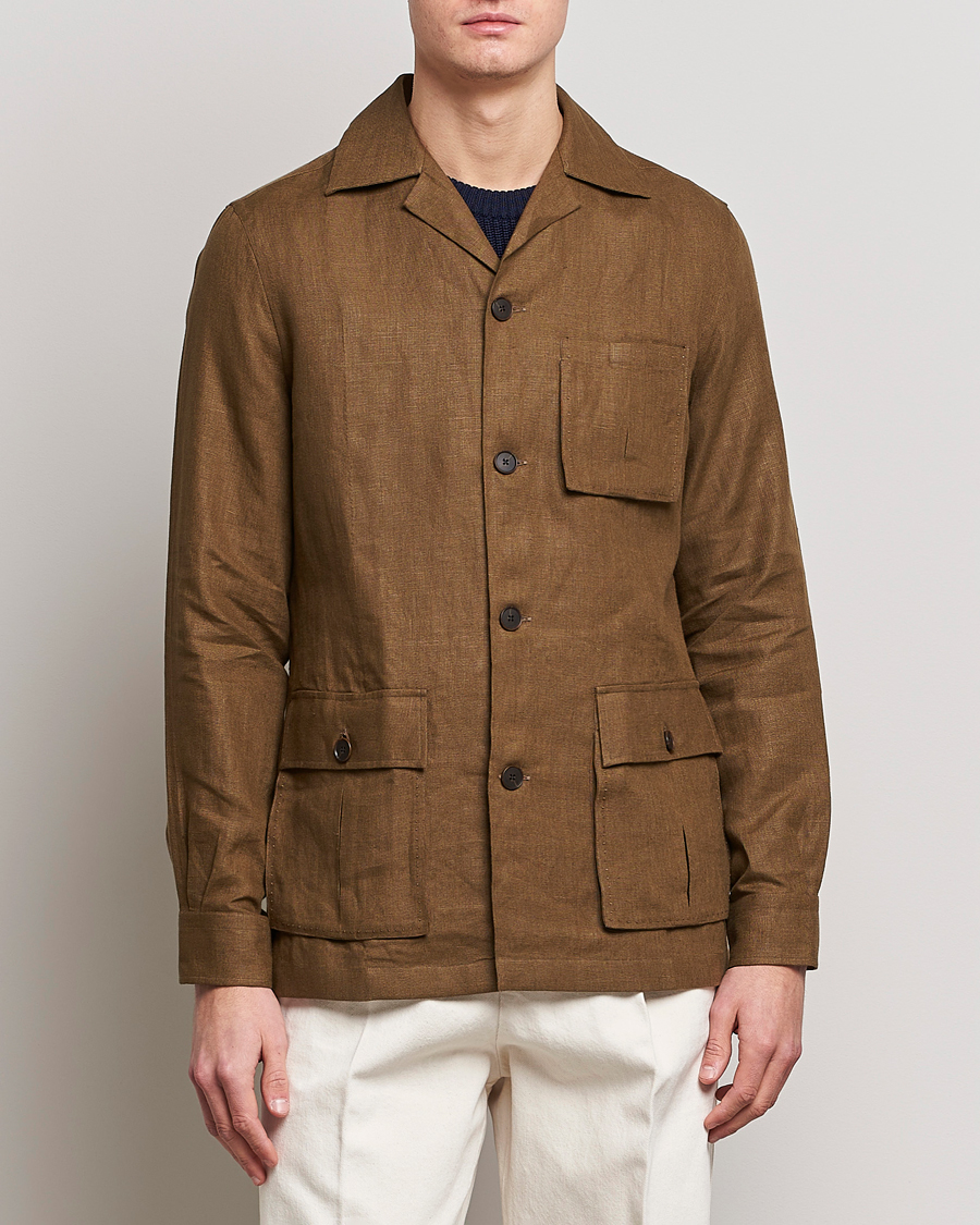Herren | Jacken | 100Hands | Linen Travellers Jacket Green