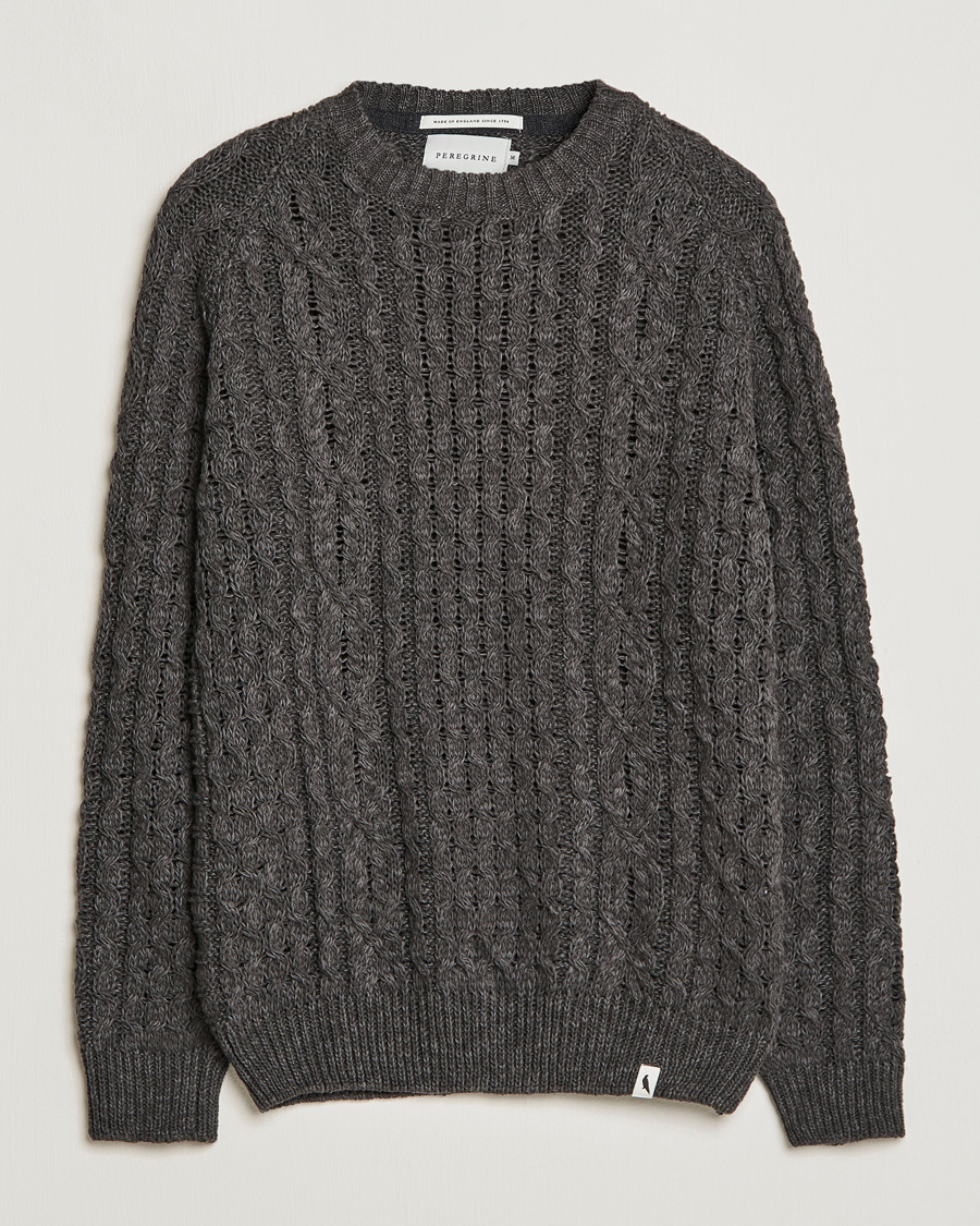 Herren | Pullover | Peregrine | Linen Arran Jumper Grey