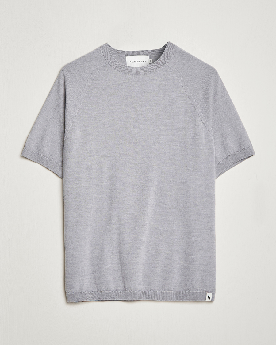 Herren | T-Shirts | Peregrine | Knitted Wool T-Shirt Light Grey