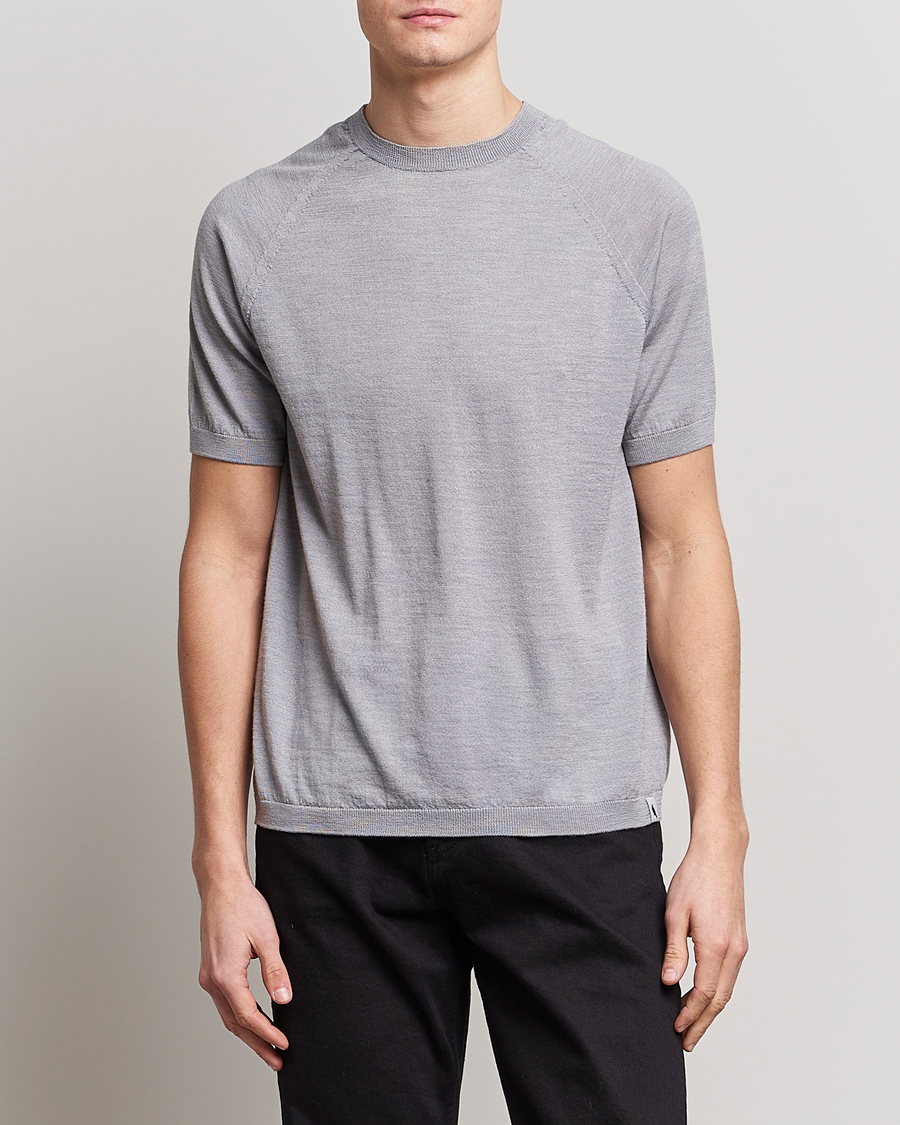 Herren | T-Shirts | Peregrine | Knitted Wool T-Shirt Light Grey