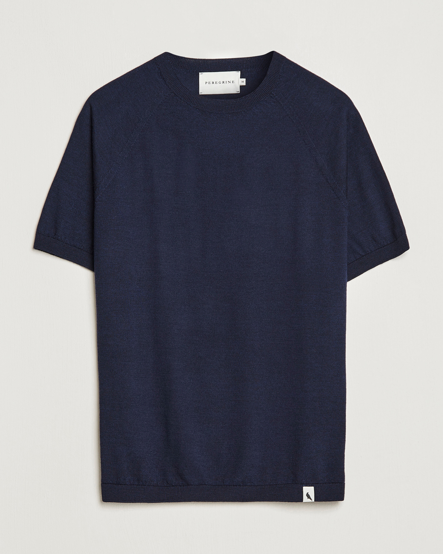 Herren | T-Shirts | Peregrine | Knitted Wool T-Shirt Navy