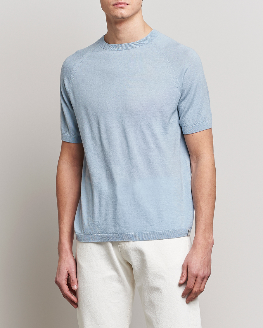 Herren | T-Shirts | Peregrine | Knitted Wool T-Shirt Ocean