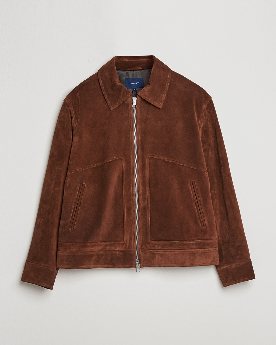 Herren | Jacken | GANT | Suede Jacket Mahogany Brown