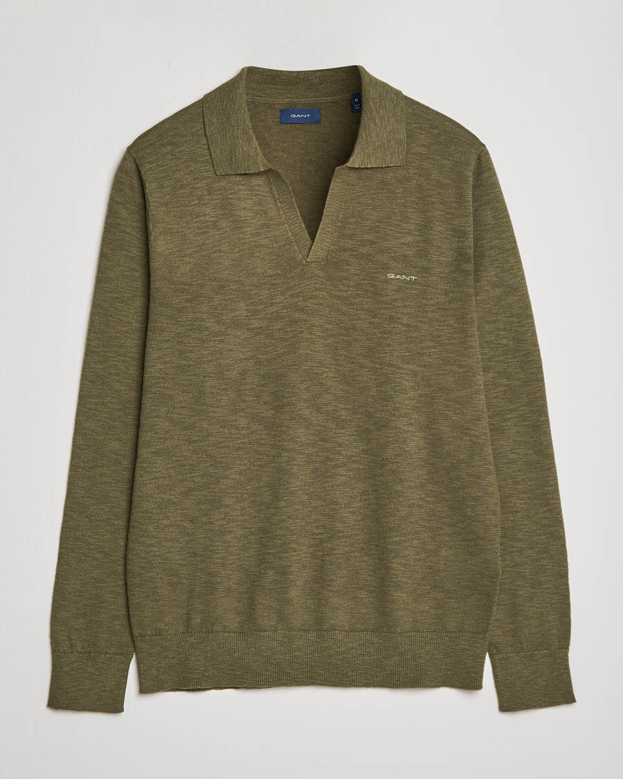 Herren | Pullover | GANT | Cotton/Linen Knitted Polo Racing Green