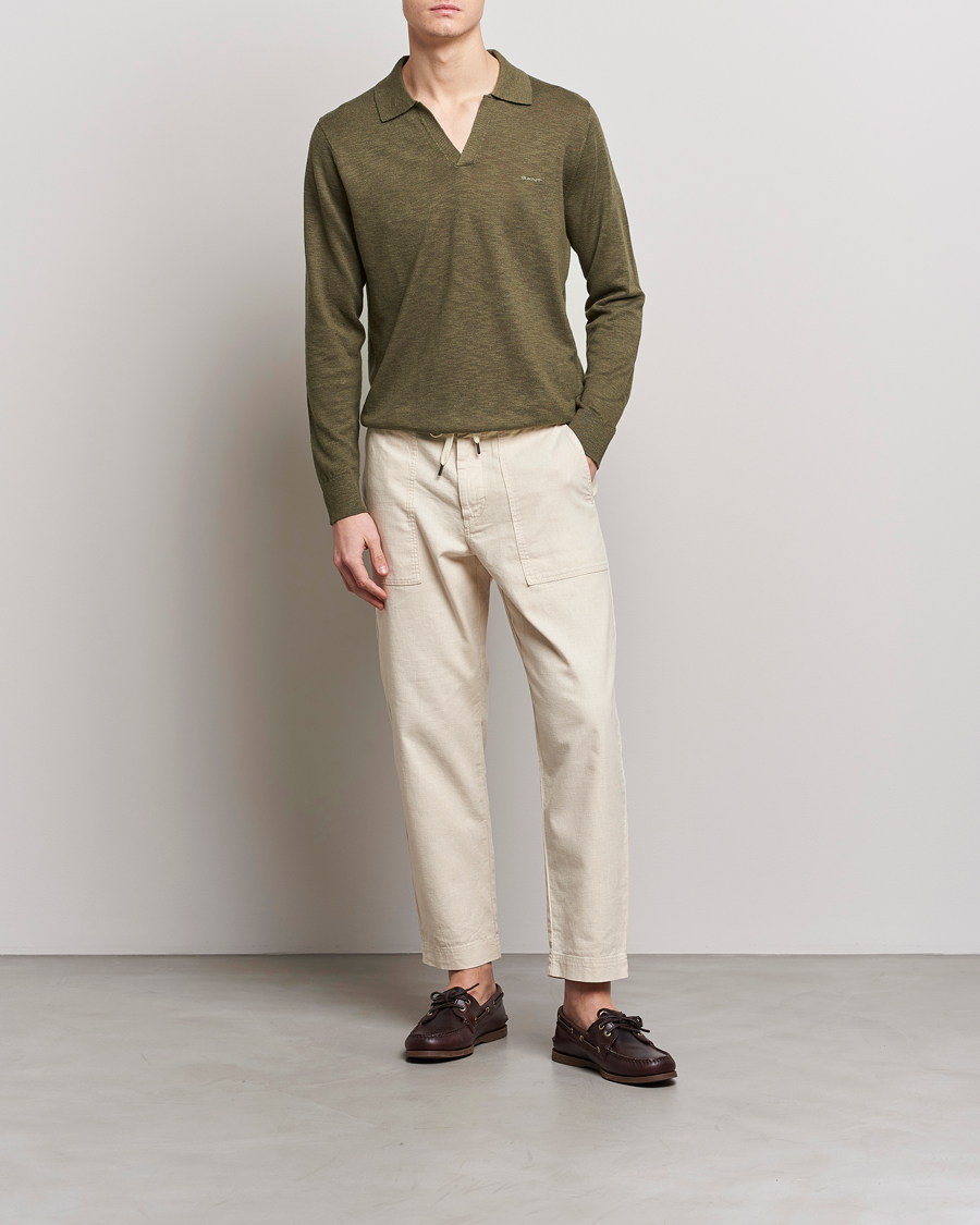 Herren | Pullover | GANT | Cotton/Linen Knitted Polo Racing Green