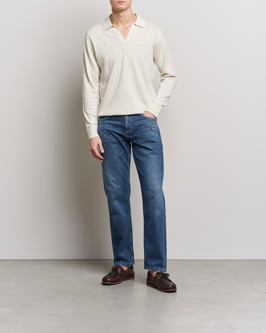 Herren | Pullover | GANT | Cotton/Linen Knitted Polo Putty