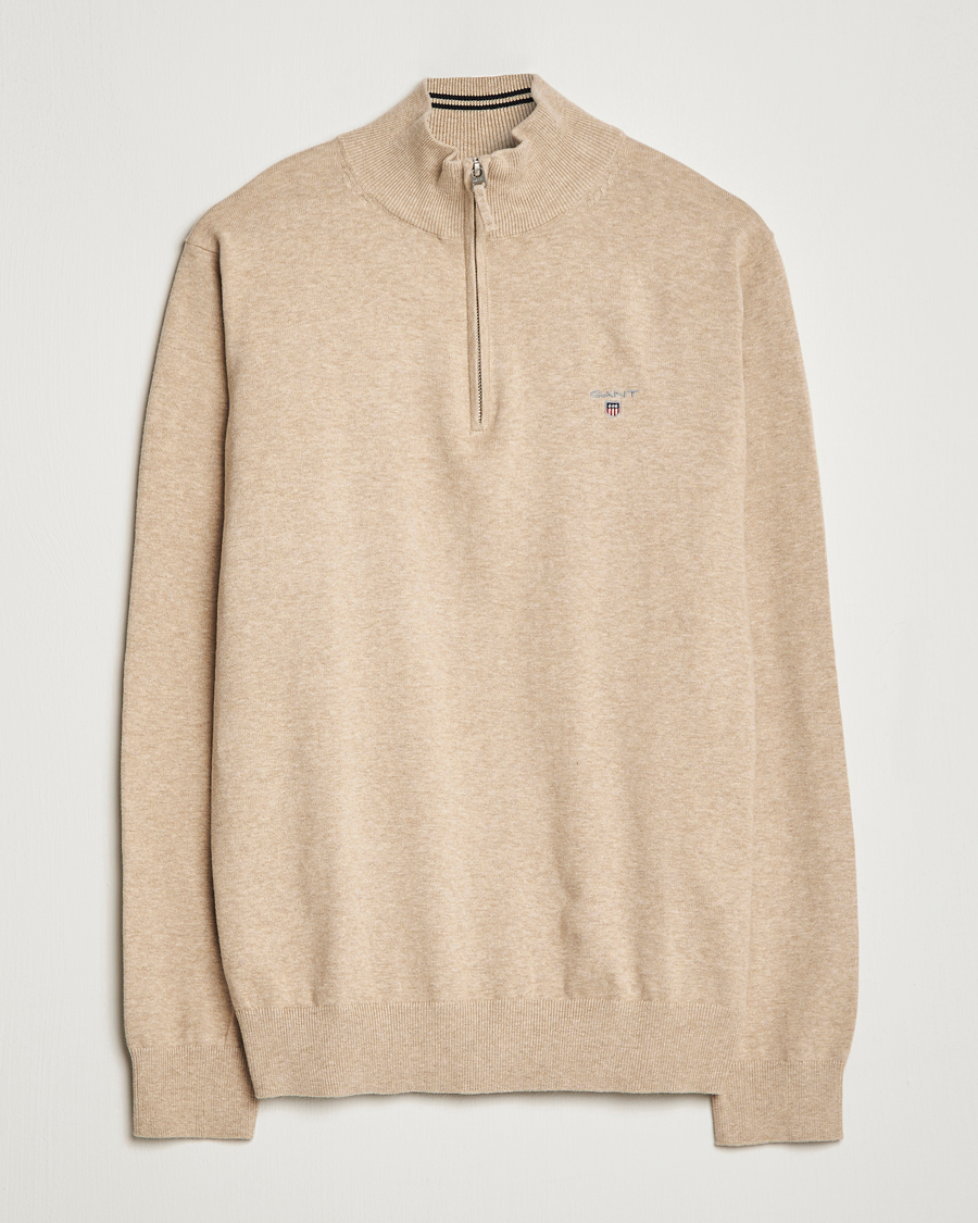 Herren | Pullover | GANT | Classic Cotton Half-Zip Sweater Sand Melange