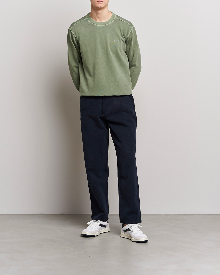 Herren | Pullover | GANT | Sunbleached Crew Neck Sweatshirt Calamata Green