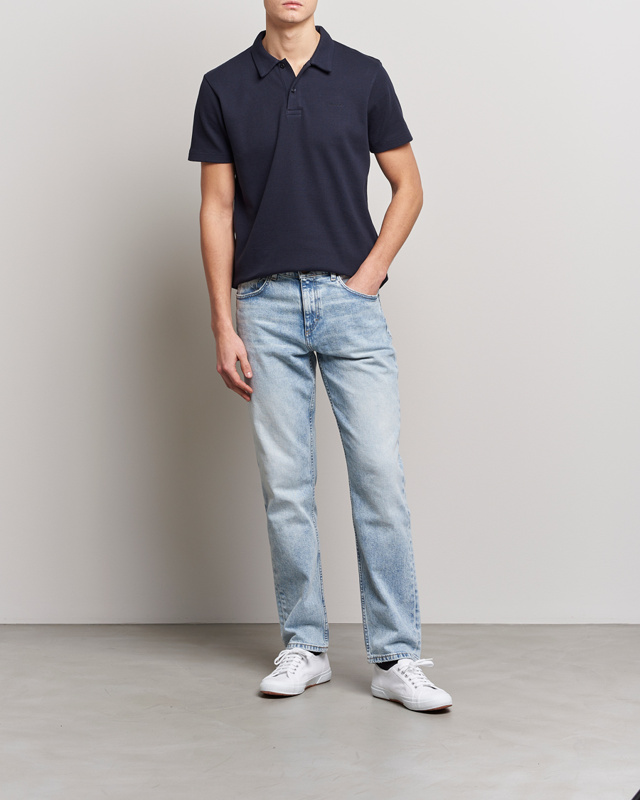 Herren | Poloshirts | GANT | Waffle Textured Polo Evening Blue