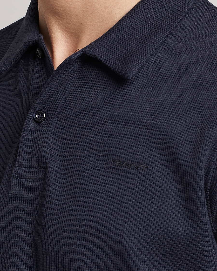 Herren | Poloshirts | GANT | Waffle Textured Polo Evening Blue