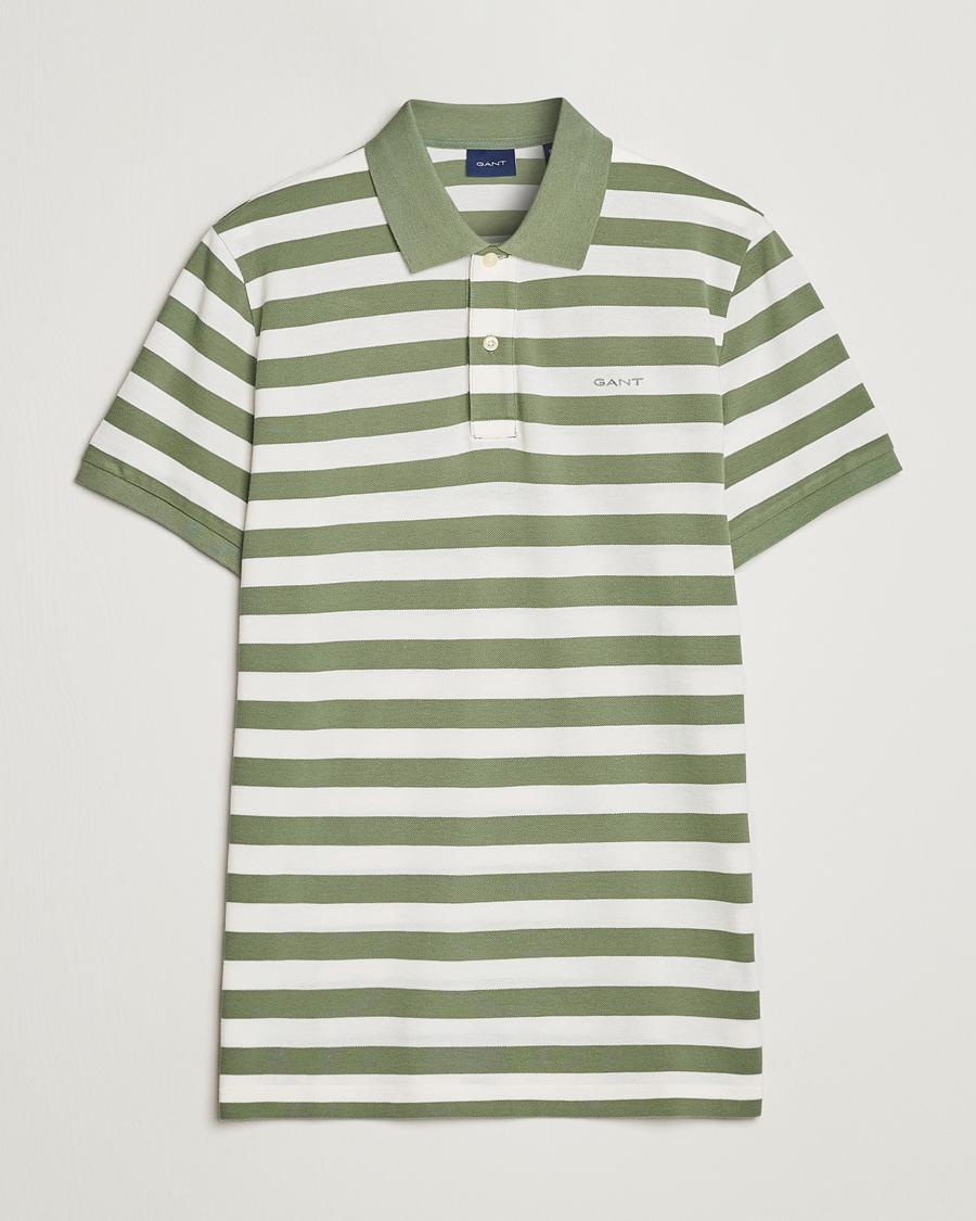 Herren | Poloshirts | GANT | Striped Polo Calamata Green