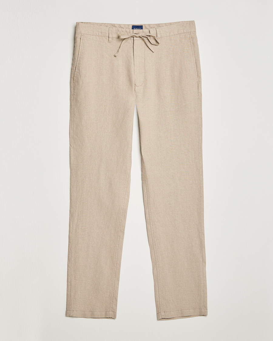 Herren | Hosen | GANT | Relaxed Linen Drawstring Pants Concrete Beige