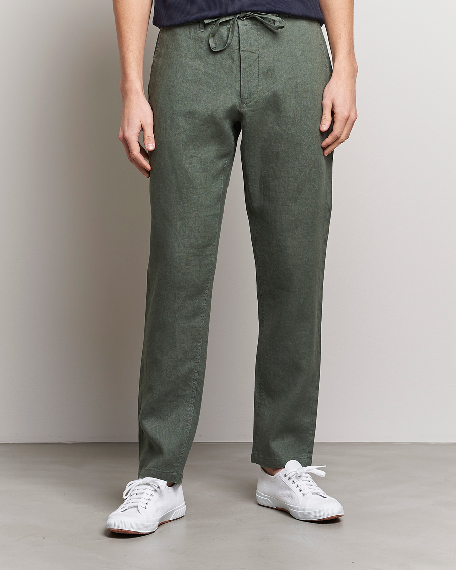 Herren | Hosen | GANT | Relaxed Linen Drawstring Pants Green Ash