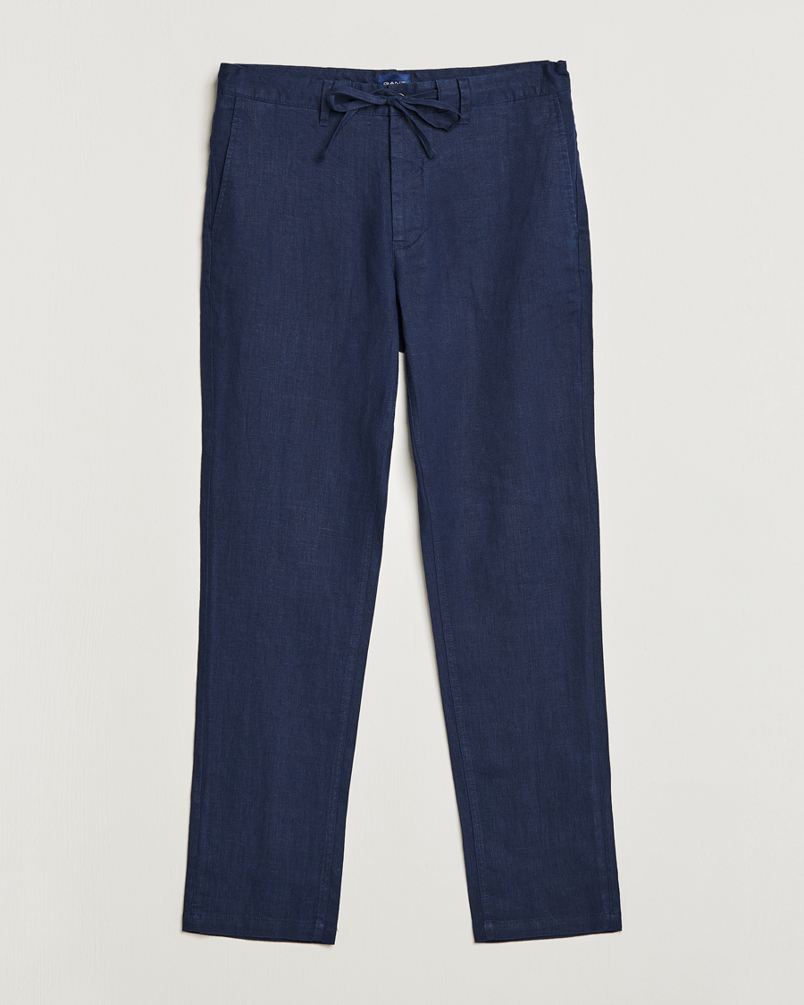 Herren | Hosen | GANT | Relaxed Linen Drawstring Pants Marine